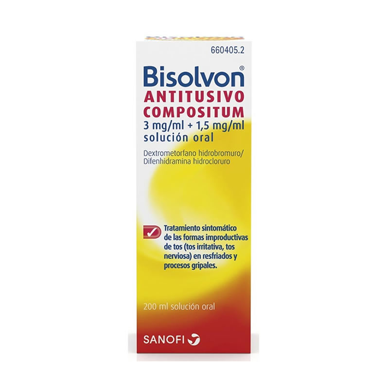 BISOLVON ANTITUSIVO COMPOSITUM 3 MG/ML + 1,5 MG/ML SOLUCION ORAL 1 FRASCO 200 ML